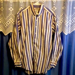 Elegant Blue and White Striped Dress Shirt
